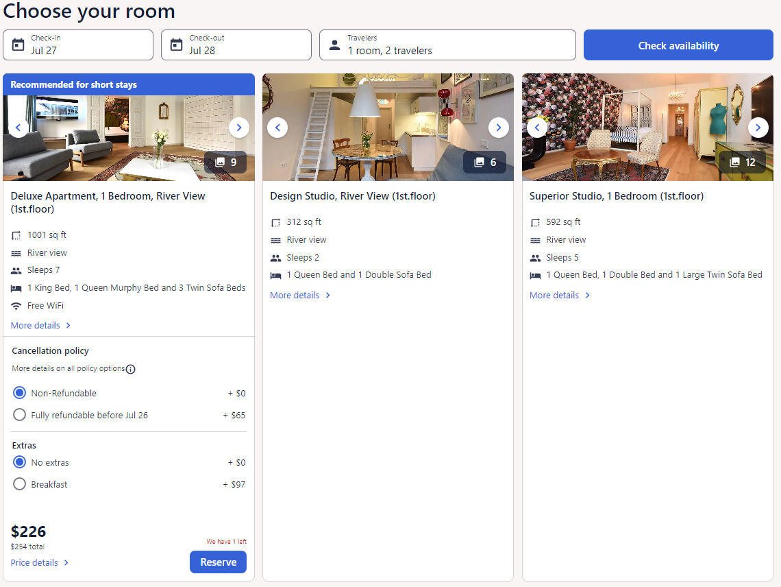 Cenik brez možnosti vračila na OTA kanalu Expedia