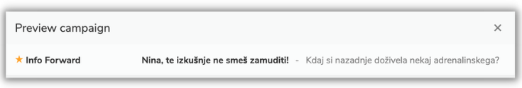 Primer uporabe personalizacije v zadevi e-maila - "Nina, te izkušnje ne smeš zamuditi!"